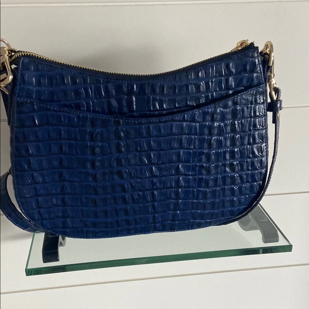 🔥RARE🔥Brahmin Ink Leontyne Mod Shayna Crossbody With Chain Navy Blue - Picture 2 of 9